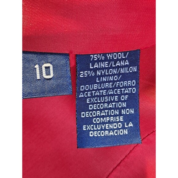 Vintage Liz Red Brown Equestrian Plaid Lined Wool Blend Riding Jacket Blazer 10 - Picture 11 of 12